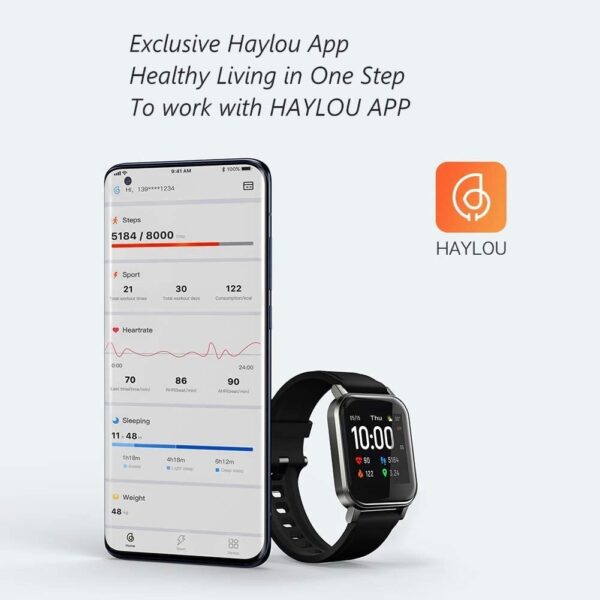 Haylou LS02 1.4 inch Large HD Screen Smart Watch Bluetooth 5.0 Long Standby Wristwatch (black) - Image 4