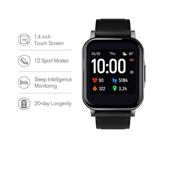 Haylou LS02 1.4 inch Large HD Screen Smart Watch Bluetooth 5.0 Long Standby Wristwatch (black) - Image 2