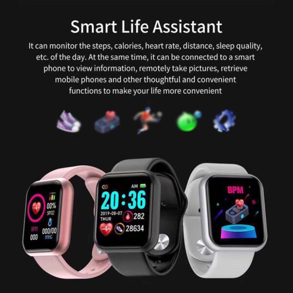 Smart Bracelet Bluetooth Sport, Health Wristband Waterproof Black - Image 3