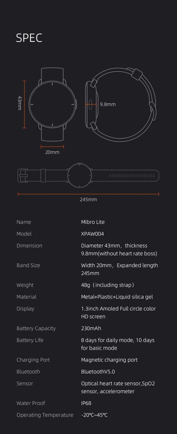 Xiaomi MiBro Lite Smart Watch AMOLED Always-On Display - Image 22