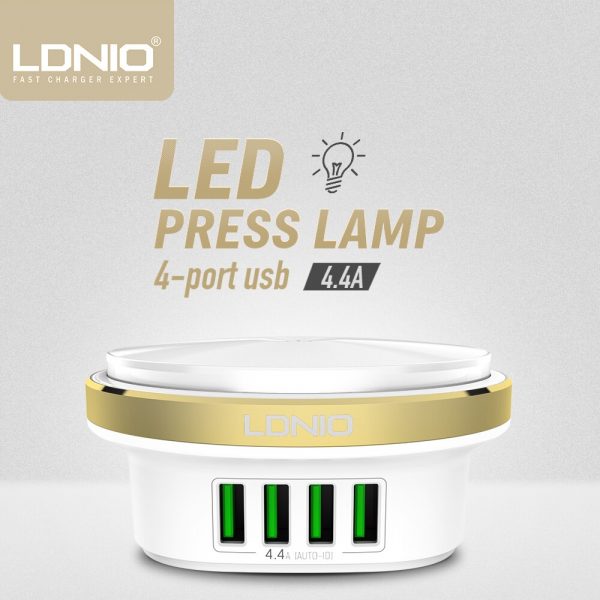 Ldnio LED Press Lamp with 4-Port USB Chargers