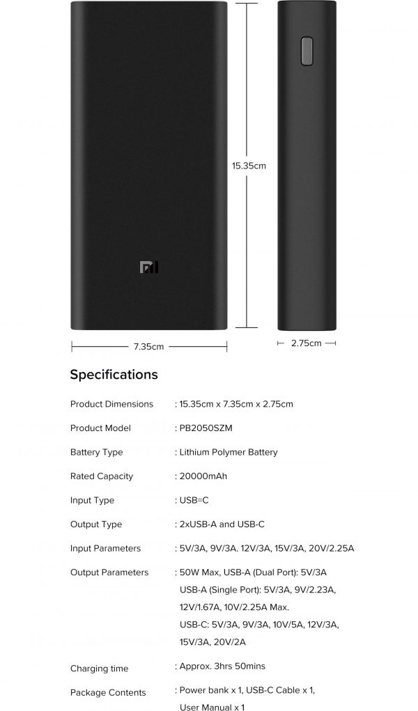 Mi Power Bank Hypersonic 20000mAh (50W) - Image 2