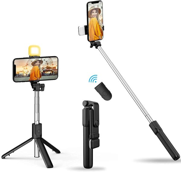R1S 3 in 1 Bluetooth Remote Control Tripod Selfie Stick - Image 2