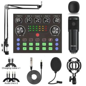 V8 Bm-800 Podcast Mic Set With Live Sound Card